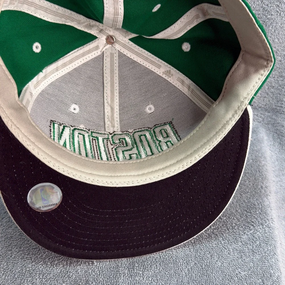 Boston Celtics Adidas Fitted Hat 7 1/2 Green Cream Flat Bill NBA Wool Cap